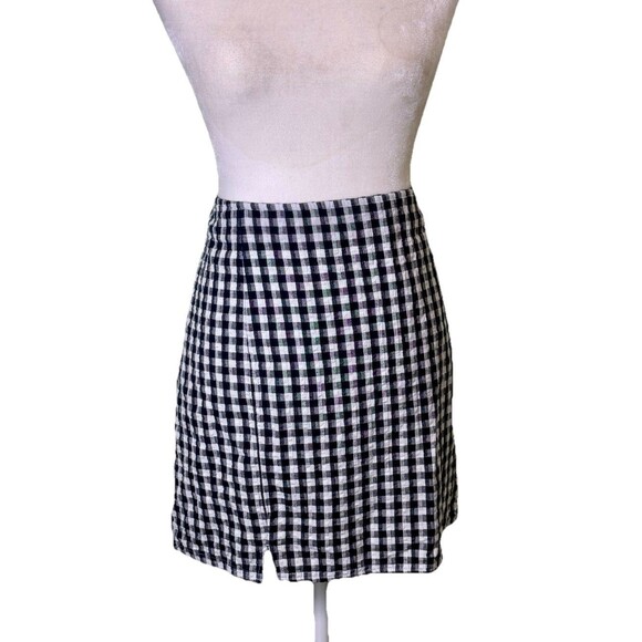 American Eagle Women Y2K Black Gingham Mini Skirt Preppy Cottagecore Retro Sz XL - Picture 1 of 8